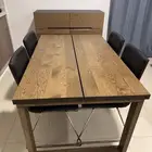 طاولة طعام مع 4 كراسي جلد و بوفيه من ايكيا