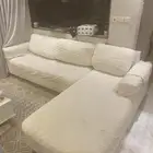 كنب حرف ال L   مسند   كرسي قدم ( ابيض )