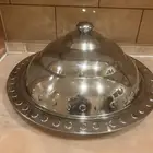 صحن غوزي استيل مع غطاء للارز او الاكلات الشعبيه