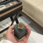 خاتم عقيق يماني عسلي طبيعي