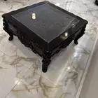 طاوله كبيره خشب وجه زجاج ثقيل