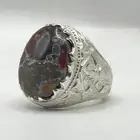 خاتم عقيق يماني خرائطي (مطعم باللون الكبدي)