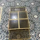 طاولة ضيافة زجاج وقاعده ذهبيه