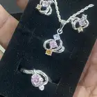 طقم فضة ناعم عيار 925 بفصوص زركون ملونة