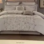 لحاف جديد 8 قطع من كرز لنن لون سماوي فاتح على رمادي فخم