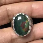 خاتم حجر الدم اليماني الاصلي فضة يدوي مبطن