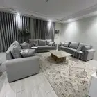 كنب صالة 3 قطع مع طاولة رخام  كنب مجلس مع طاوله قزاز