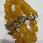 سبحة كهرمان طبيعي 33 بشراب فضة عيار 925