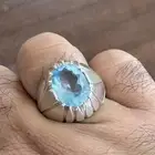 خاتم فضه بحجر التوباز السويسري