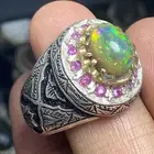 خاتم اوبال اثيوبي مرصع بالياقوت