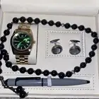 بوكس رجالي ساعة رولكس الأصلية وقلم وكبك ومسبحة فاخرة