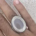 خاتم عقيق ابيض يماني زجاجي