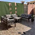 جلسات خارجيه ثلاث قطع مراكي وطاوله سدو ازرق اعلي سوم