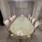 طاولة طعام كلاسيك خشب زان حفر يدوي 12 كرسي
