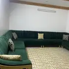 كنب 8قطع 2 زاويه فيه ديكور خشب من الاطراف مع الفرشه 1500