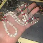 سبحة لؤلؤ زراعي اصلي مع مرجان