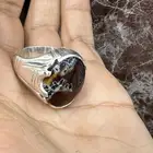 خاتم فضه بحجر عقيق يمني مطحلب