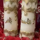 شمعة ملكية فاخرة مزينة بالدانتيل المذهب