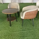 جلسة كافية كرسيين وطاولة جلد بعدة الوان