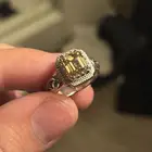 خاتم موزنايت اصفر برتاش قلم زني