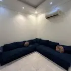 غرفه نوم كامله مع مجلس مع كنب صاله وتلفزيون رابغ