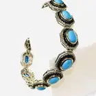 (تم البيع )سوار اسوارة فضة ثقيلة بخرز فيروزي وكريستال