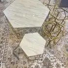 طاولة صاله استيل ورخام مع خدمه 4 و مدخل