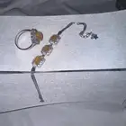 خاتم واسوار طقم جديد فضه خالص مع حجر كريم شرف الشمس
