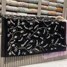 قماش جديد مترين. اسود تطريز