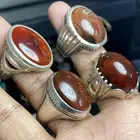 خاتم عقيق يماني مزعفر خام نخب ( 4 خواتم )