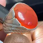 خاتم عقيق يماني شبكي ( طبيعي معالج )