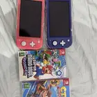 نيتندو سويتش جهازين مع شريطين العاب كراش وسوبر ماريو