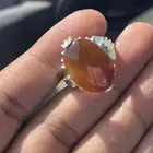 خاتم عقيق لون زيتي يمني