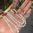 سبحة لؤلؤ زراعي مع مرجان
