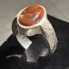 خاتم بحجر العقيق الناري المكسيكي النادر على فضه عيار 980