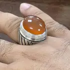 خاتم عقيق يماني مشمشي صياغه حامد