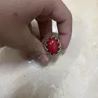 خاتم المرجان حجر على شكل كورة. حجر مشمشة حجر عقيق يماني