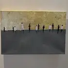لوحه ديكور متوسطه الحجم الوان اكريليك وورق ذهب