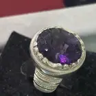 خاتم فضه بحجر اماتست طبيعي صياغه فاخره