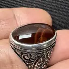 خاتم عقيق يماني كرزي مزعفر صياغة يدوي