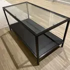 طاولة حديد اسود وسطح زجاج