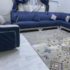 كنب حرف ال وغرفه نوم ودولاب واثنين كراسي