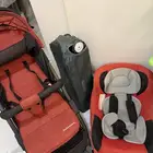 سرير اطفال مع عربة وكرسي سياره