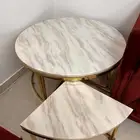 طقم طاولة رخام باستيل ذهبي