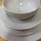 طقم صحون ابيض اربع قطع لست اشخاص