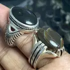 خاتم عقيق يماني اسود جزع ( خاتمين )