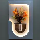 لوحه ديكور جدارية بحامل ورد طبيعي واضاءة ليد Led