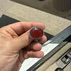 خاتم فضة رجالي احمر جميل