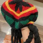 قبعة راستا (جامايكية) حياكة يدوية أصلية مع جدايل
