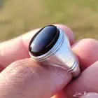 خاتم فضه بحجر عقيق يمني كبدي المقاس 22